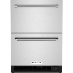 KitchenAid 24 Inch Built-In Undercounter Double-Drawer Refrigerator/Freezer with 4.3 cu. ft. KUDF204KSB