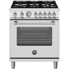 Bertazzoni Master Series MAS305GASXV 30 Inch Freestanding Gas Range with 5 Sealed Burners, 4.7 cu. ft. Oven Capacity, European Convection Oven, 5 Cooking Modes, Lateral Dual Wok, Continuous Cast Iron Grates, Soft Motion Door Hinges and Temperature Gauge: 