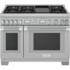 Thermador Pro Grand Professional Series 48 Inch Freestanding Professional Dual Fuel Smart Range with 6 Sealed Burners, 8.2 cu. ft. Total Oven Capacity, Self-Clean, and Griddle PRD486WDGU 