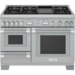 Thermador Pro Grand 48 Inch Commercial Depth Freestanding Professional Dual Fuel Smart Range with 6 Sealed Burners, 6.5 cu. ft. Total Oven Capacity, Warming Drawer, Self-Clean, and Griddle PRD48WDSGU 