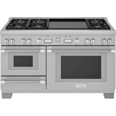Thermador Pro Grand Professional Series 60 Inch Dual Fuel Professional Range with 6 Burners, Steam ,Convection, Warming Drawer PRD606WESG