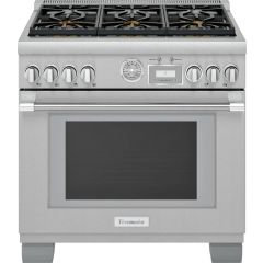 Thermador Pro Grand Professional Series 36 Inch Freestanding Gas Smart Range with 6 Sealed Burners, 5.7 cu. ft. Oven Capacity, Convection Oven, Seal Clean Extra High Star Burners PRG366WG
