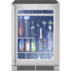 Zephyr PRESRV 24 Inch Single Zone Professional-Style Beverage Cooler with 5.6 Cu. Ft.  Stainless Steel Glass Door PRPB24C01AG