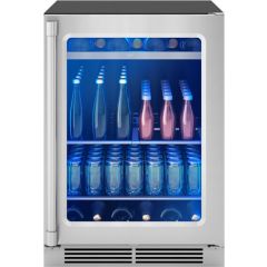 Zephyr PRESRV PRPB24C01BG 24 Inch Freestanding/Built-In Undercounter Single Zone Beverage Center with 5.6 cu. ft. Capacity, PreciseTemp™, 3-Color LED Lighting, 1 Rack, 2 Shelves, Dual-Pane Argon-Filled Glass Door, Sabbath Mode and Star-K Certified