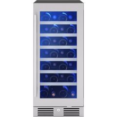 Zephyr PRESRV PRW15C01CG 15 Inch Freestanding/Built-In Single Zone Wine Cooler with 27 Bottle Capacity, 6 Full-Extension Black Wood Racks, Dual-Pane Argon-Filled Glass Door, LED Lighting, ENERGY STAR® Certified, Sabbath Mode and Star-K Certified