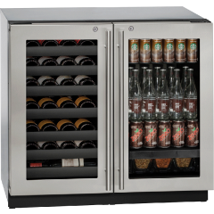 U-Line 36 Inch Built-in Beverage Center and Wine Storage Cooler 3036BVWCS-13B (Open Box)