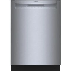 Bosch 100 Series 24 Inch Full Console Built-In Smart Dishwasher with 14 Place Setting Capacity, 8 Wash Cycles, 50 dBA Overflow Protection Stainless Steel SHE3AEM5N