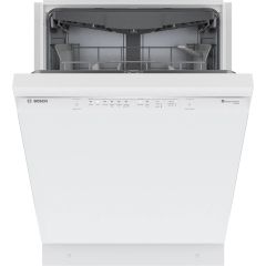 Bosch 300 Series 24 Inch Full Console Built-In Smart Dishwasher with 16 Place Setting Capacity, 8 Wash Cycles, Standard 3rd Rack, 46 dBA, and PrecisionWash: White SHE53C82N