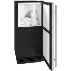U-Line Bright Shield 15 Inch Clear Cube Ice Maker 55 lbs Daily Production, 25 lbs Storage Capacity, Reversible Doors with Pump Included, Drain Required UHCP115-IS81A (Open Box)
