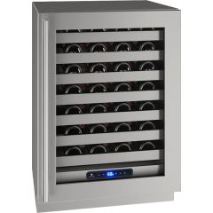 U-Line 5 Class 24 Inch Full Depth Cooler with Lock, Digital Touch Pad, 5.2 cu. ft, Stainless Steel Glass Door Right Hinge UHWC524-SG41A