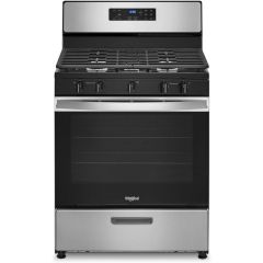 Whirlpool 30 Inch Freestanding Gas Range with 5 Sealed Burners, 5.1 cu. ft Broiler Drawer Stainless Steel Black WFG505M0MS