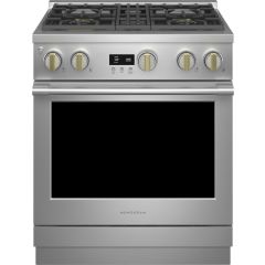 Monogram 30 Inch Freestanding Professional Gas Smart Range with 4 Sealed Burners, 5.7 cu ft Oven, Steam-Clean, Chef Connect, Dynamic Oven LCD, Precision Oven Modes, Reversible Wok Grates and ADA Compliant ZGP304NTSS