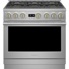 Monogram 36 Inch Freestanding Professional Gas Smart Range with 6 Sealed Burners, 6.2 cu ft Oven, Continuous Grates, Steam-Clean, Chef Connect, Dynamic Oven LCD, Precision Oven Modes, Reversible Wok Grates and ADA Compliant ZGP366NTSS